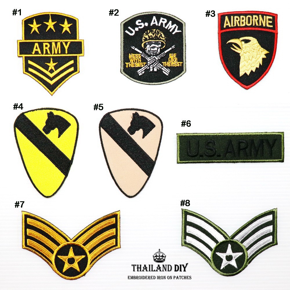 ตัวรีดติดเสื้อ ทหาร ชุดทหาร ทหารอากาศ ทหารบก นักบิน เครื่องหมาย ยศทหาร US Army Patch wop DIY ตัวรีด 