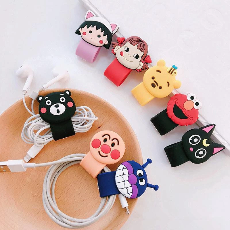 Fast Ship การ์ตูนสายไฟตัวป้องกันสายเคเบิลสายเคเบิล Organizer Charger Protector Cable Winder สําหรับสายชาร์จ/สายหูฟัง