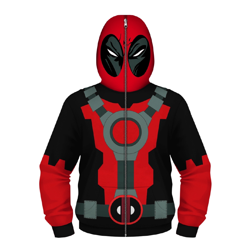 Deadpool เด็กซิป Hoodie เด็ก Superhero เสื้อกันหนาว 3D เด็กแจ็คเก็ต Outerwear คอสเพลย์เสื้อผ้า