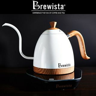 กาต้มน้ำคอห่าน Brewista 600 ml. สีขาวลายไม้