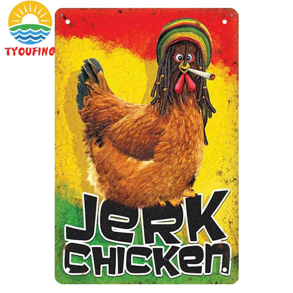 20 * 30 ซม โปสเตอร์โลหะดีบุก รูปไก่ JERK สไตล์วินเทจ สําหรับตกแต่งผนัง