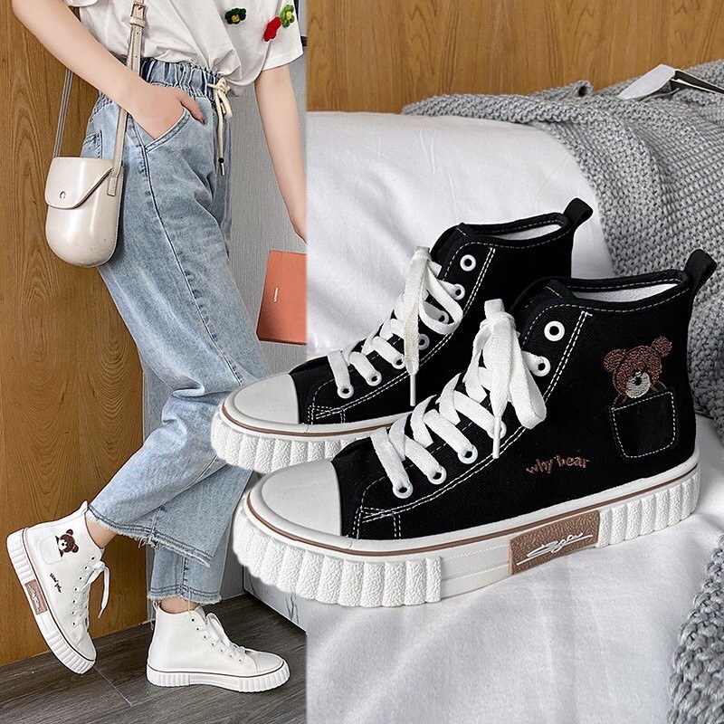 AXELINE รองเท้าบูทผู้หญิง WHY BEAR POCKET รองเท้าผ้าใบเกาหลี AS168