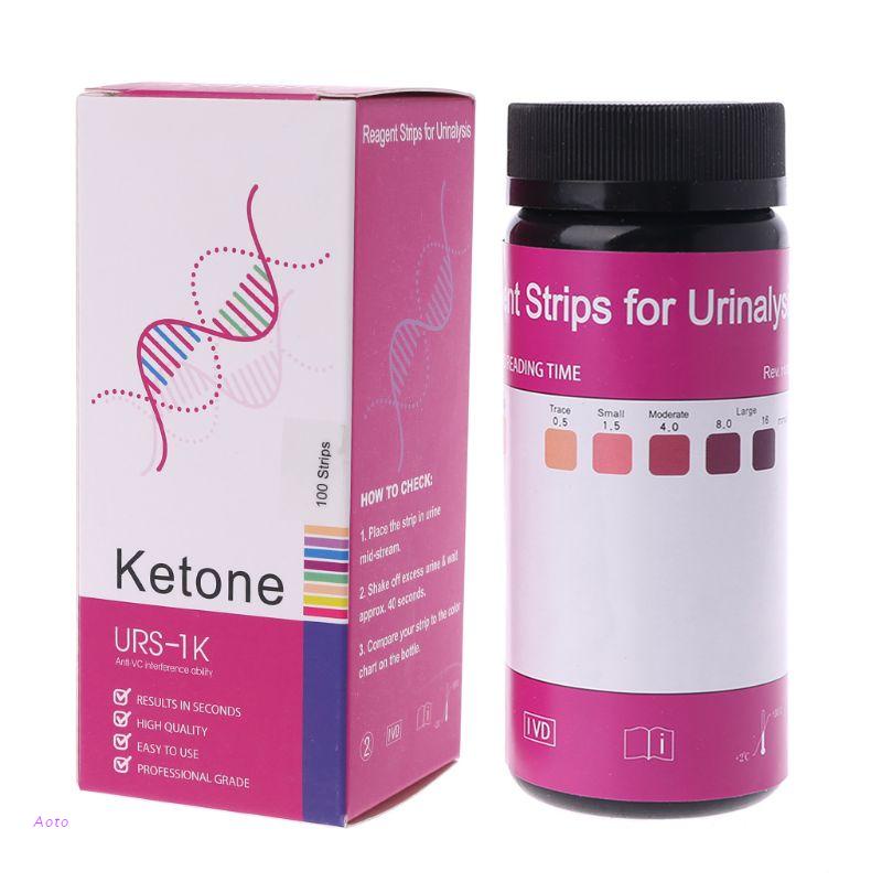 AOTO 100 Strips/Set Ketone Test Strips Urine Tester Reagent Strip Anti-VC Test-Atkins Diet Weight Lo