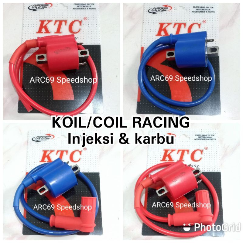 แพ็คเกจคอยล์แข่ง Ktc ดั้งเดิม + คอปหัวเทียนสําหรับฉีดรถจักรยานยนต์ & MATIC-BEBEK-NINJA Carbuator