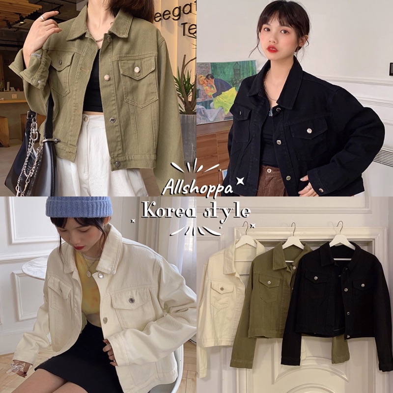 Allshoppa ส่งทันที! Nuna Vintage Jacket เสื้อแจ็คเก็ตยีนส์ครอป มินิมอล เสื้อคลุม  💖