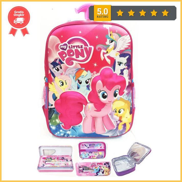My Little Pony 3D นูน Hard Cover กระเป๋ารถเข็นโรงเรียนประถมศึกษา Lbkp Jneny789