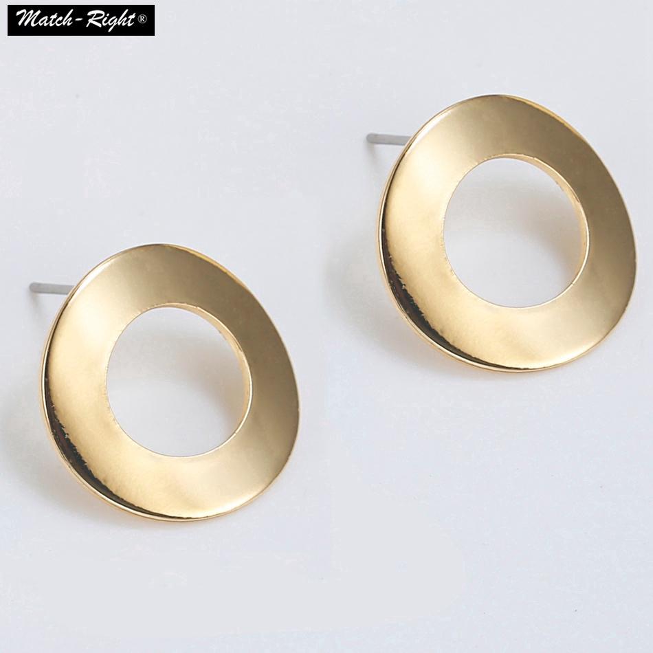 ต่างหูแฟชั่น  แกนต่างหูเรขาคณิต  Statement Earrings Alloy Round Geometric Ear Studs