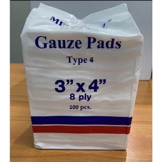 ผ้าก๊อซ Non sterile Gauze Pads Type 4 ขนาด 3”x4” 8 ชั้น 100 ชิ้น