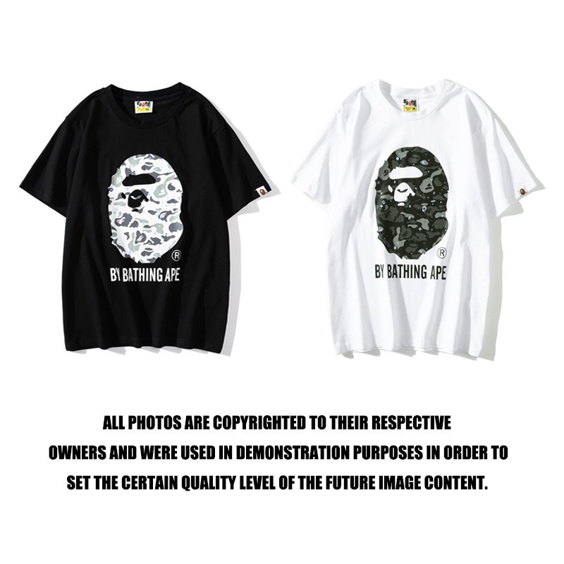 Bape เสื้อยืดแขนสั้น พิมพ์ลายตัวอักษร Ape Shark Camo เรืองแสง สีขาว สีดํา สําหรับผู้ชาย และผู้หญิง