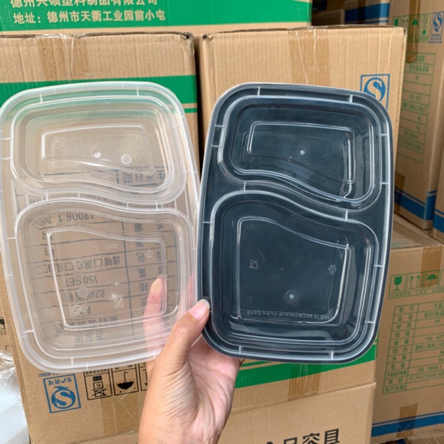 กล่องข้าวพลาสติก 2 ช่อง 750/1000ml แพ็ค 50 ใบ เข้าไมโครเวฟได้ คุ้มค่าทุกมื้อ