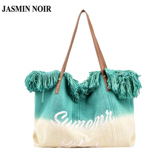 Jasmin NOIR กระเป๋าสะพายไหล่ กระเป๋าถือ ผ้าแคนวาส ใบใหญ่ สําหรับสตรี