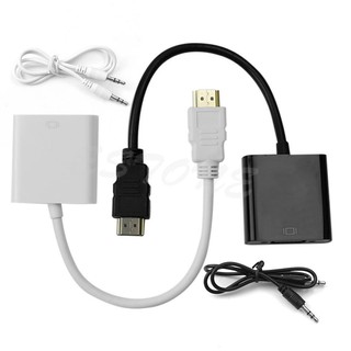 HDMI Male to VGA With Audio HD Video Cable Converter Adapter 1080P For PC(สีดำ/สีขาว)