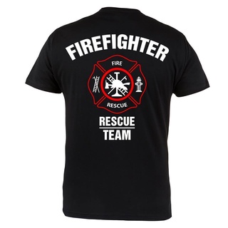 เสื้อยืดแฟชั่นผู้ชายคอกลมผ้าฝ้าย 100% พิมพ์ลาย Firefighters Team FirefightersS-5XL