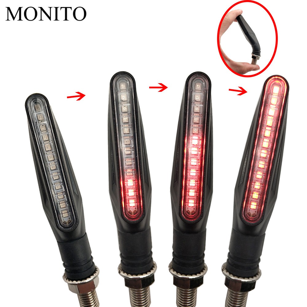 Motorcycle Turn Signals LED Lights Flowing Water Flicker Flashers For