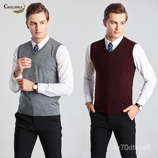 New Men V-neck Thin Sweater Vest Business Sweater Sleeveless Mens Cool Sweater