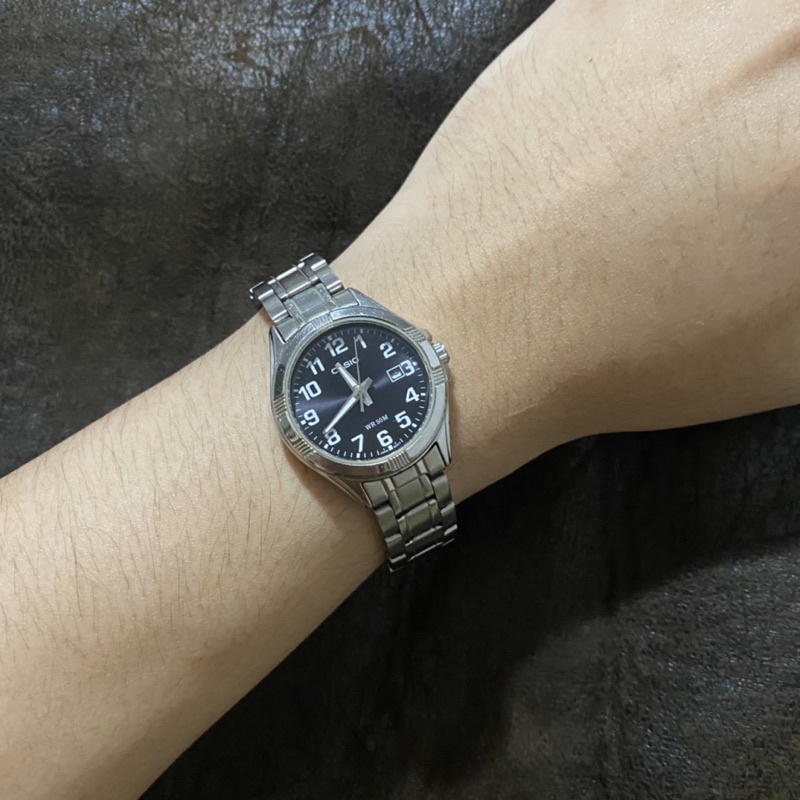 CASIO WR50M ของแท้💯 นาฬิกาคาซิโอ หน้าปัดดำ ตัวเรือนเงิน