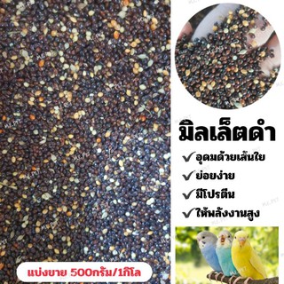 มิลเล็ตดำ อาหารสำหรับนกปากขอขนาดเล็ก-กลาง  (แบ่งขาย500กรัม/1กิโล)