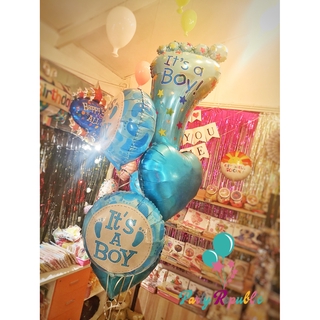 BABY SHOWER Its BOY or GIRL 5 Foil Balloon Set ลูกโป่งฟอยล์ เซท 5 ลูก ปาร์ตี้ วันเกิด ทายเพศลูก ชาย หญิง