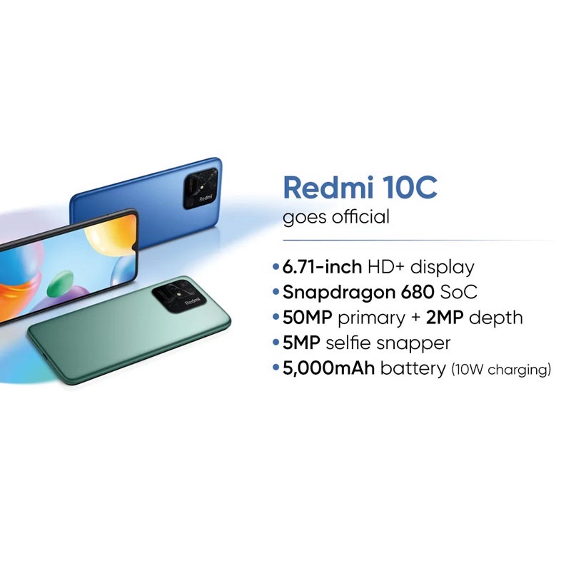 Xiaomi Redmi 10C (4+64GB) (4+128GB) โทรศัพท์ สมาร์ทโฟน Snapdragon 680 แบตอึด 5,000 mAh ** ประกันศูนย์ 15 เดือน #2