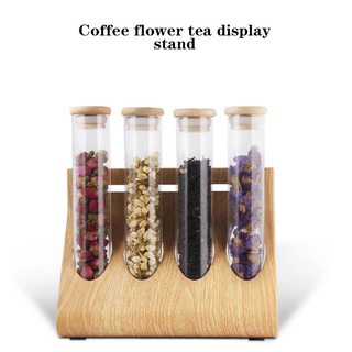 ที่เก็บเมล็ดกาแฟ เก็บเมล็ดกาแฟ วางโชว์​ ที่เก็บใบชา หลอดแก้ว*4PCS+ Rack ธัญพืชเก็บในหลอด -สินค้ามีพร้อมส่ง-