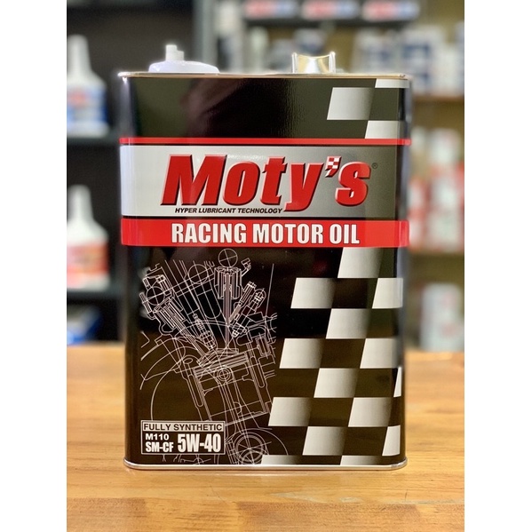 น้ำมันเครื่องยนต์เบนซิน/ดีเชล Moty's 5w40 ขนาด4ลิตร สังเคราะห์100% น้ำมันกรุ๊ป4+5