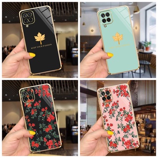 เคสโทรศัพท์มือถือ ซิลิโคนนุ่ม บางมาก กรอบสี่เหลี่ยม ลายใบเมเปิ้ล หรูหรา สําหรับ Samsung A12 A11 A10 A10S A20 A30 A71 A03 A31 A51