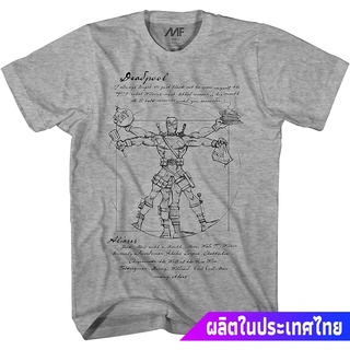 Marvelเสื้อยืดยอดนิยม Marvel Deadpool Vitruvian T-Shirt Marvel Sports T-shirt