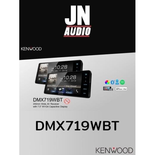 KENWOOD วิทยุ 2DIN รุ่น DMX719WBT หน้าจอ Capacitive 7 นิ้ว แบบ Clear-Coated
