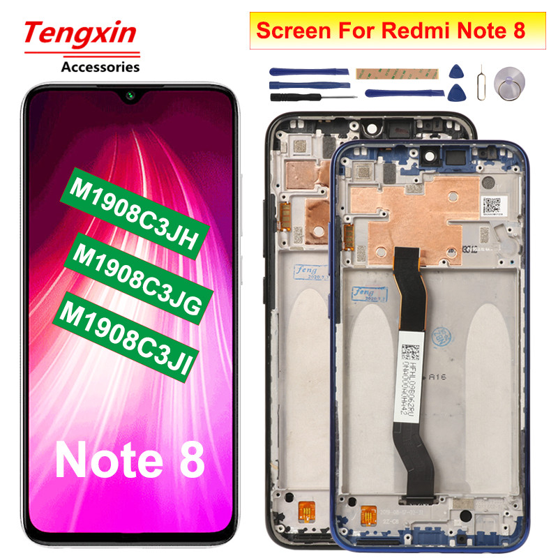 จอแสดงผลสําหรับ Xiaomi Redmi หมายเหตุ 8 LCD Touch Screen100% Full Test ไม่มี Dead Pixel Digitizer หน