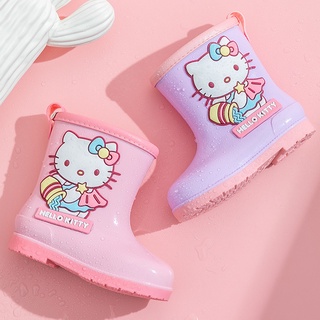 พร้อมส่ง 🌧- รองเท้าบูทกันฝน ลายการ์ตูน รองเท้าสำหรับเด็ก Hello kitty