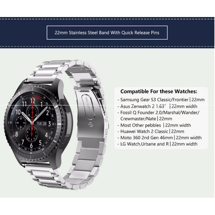 สําหรับ Samsung Gear S3 / S2 สายนาฬิกาข้อมือสมาร์ทวอทช์ สายสเตนเลส โลหะ 22 มม. / 20