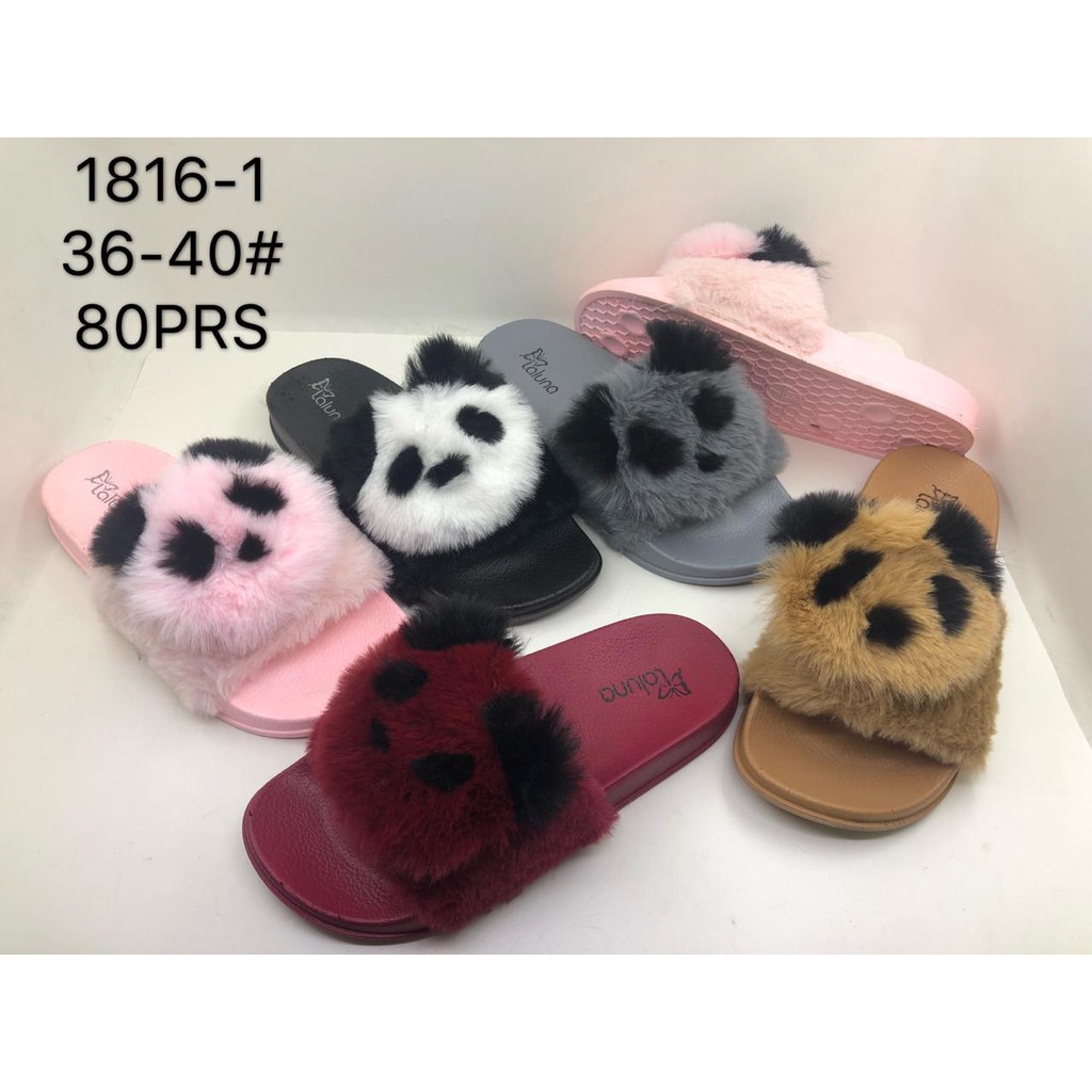 LALUNA PANDA CHILDRENS FUR RUBBER SANDALS C999-2K UK 24-29