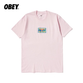 Obey เสื้อยืดแขนสั้น พิมพ์ลายตัวอักษร สีตัดกัน เหมาะกับฤดูใบไม้ผลิ และฤดูร้อน สําหรับผู้ชาย