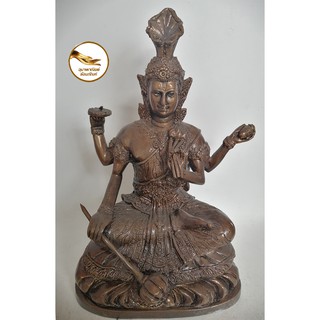 ฤาษีนารายณ์ เนื้อทองเหลือง ทำผิวลงหิน หน้าตัก 5" สูง 32 cm
