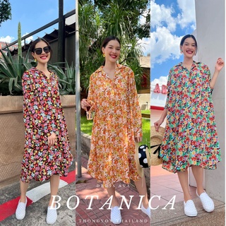 THONGYOY-Dress Ava Botanica เดรสโอเวอร์ไซส์ เดรสตัวปล่อย เดรสสไตล์ญี่ปุ่น เดรสน่ารักๆ เดรสลายดอก เดรสเเขนยาว เดรสคลุม