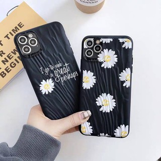 11 promax iPhone case เคสนิ่ม เนื้อซิลิโคน for iPhone X XS MAX XR  7+ 8PLUS full cover case ดอกเดซี่ดำเดี่ยวเส้น/ดอกเดซี