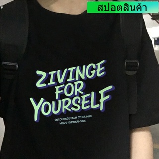 เสื้อยืด ทรงหลวม พิมพ์ลายตัวอักษร สไตล์ฮาราจูกุ