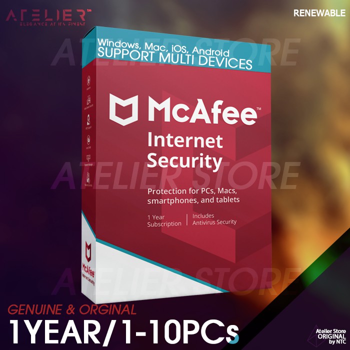 McAfee Internet Security 1 ปี/ 1-10 เครื่อง ของแท้