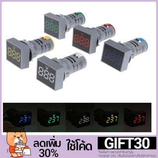 22มม.AC 12-500V แผงโวลต์มิเตอร์ดิจิตอล มีไฟ LED หน้าจอทรงสี่เหลี่ยม