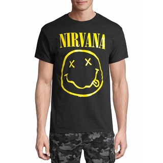 ขายดี เสื้อยืด พิมพ์ลายกราฟฟิค Nirvana Smile สีดํา สไตล์คลาสสิก สําหรับผู้ชาย JKfcnk81FGheig17S-5XL