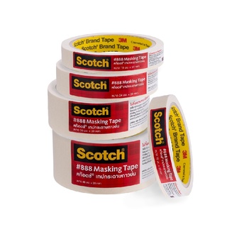 เทปกาวย่น กระดาษกาวย่น 3M scotch #888 Masking Tape ( 3/4นิ้ว, 1นิ้ว, 1.5นิ้ว , 2นิ้ว /18, 24, 36, 48 มม. )   [S24]