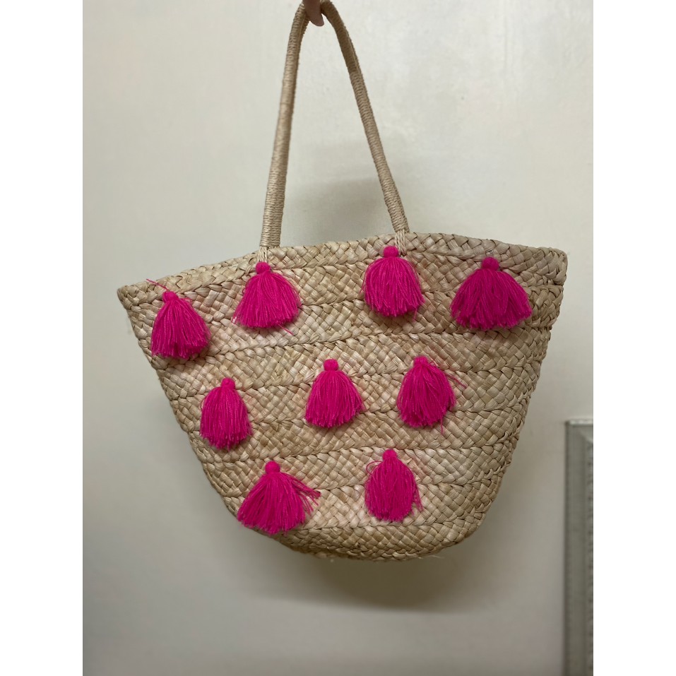 Bohemian beach bag (pink tussle)