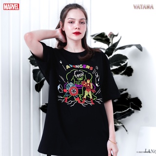 VATANA - เสื้อยืดแขนสั้น สีดำ พิมพ์ลาย AVENGERS NEON | Glow in the dark