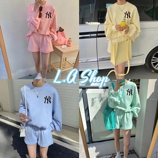 L.A Shop ​พร้อมส่ง เสื้อแขนยาว+กางเกงขาสั้น เสื้อNY สีพาสเทล​น่ารัก "DX-NY-6061" -​N  06