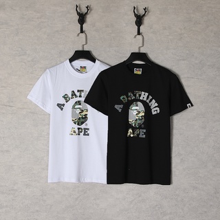 Bape เสื้อยืดแขนสั้น ผ้าฝ้าย พิมพ์ลาย แฟชั่นสําหรับผู้ชาย และผู้หญิง