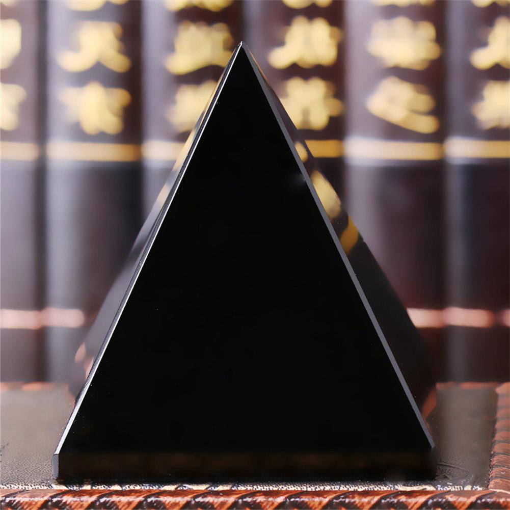 Pyramid Healing คริสตัลสีดําธรรมชาติ Obsidian คริสตัลควอตซ์ที่สวยงาม Lustrous พื้นผิวหินสําหรับ Home