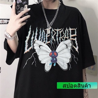 Y2k เสื้อยืดแขนสั้น พิมพ์ลายผีเสื้อ สไตล์วินเทจ ฮาราจูกุ โกธิค ขนาดใหญ่ สีขาว สําหรับผู้หญิง