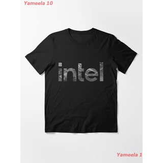 เสื้อยืดครอปเสื้อยืดพิมพ์ลายแฟชั่นNew Intel Logo Gray | Silicon CPU Essential T-Shirt เสื้อยืดพิมลาย เสื้อยืดผู้หญิง เสื