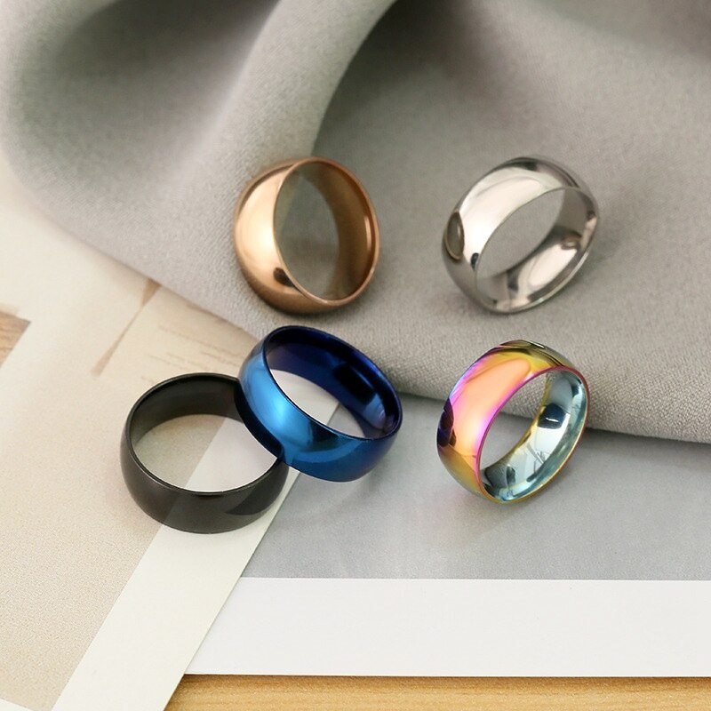 Retro สแตนเลส Unisex แหวน 10 มม.เงินสีคลาสสิกแหวนผู้หญิงผู้ชาย Vintage แฟชั่นเครื่องประดับ Party WC083