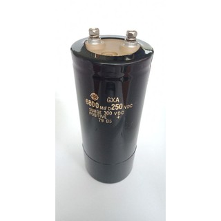 6800UF 250VDC SURGE 300VDC คาปาซิเตอร์แบบขันสกรู(แพ็ค1ตัว)6.5x15.5CM Cหัวน็อต 6800UF Hitachi แท้ตัวเก็บประจุสีดำแถบสีทอง